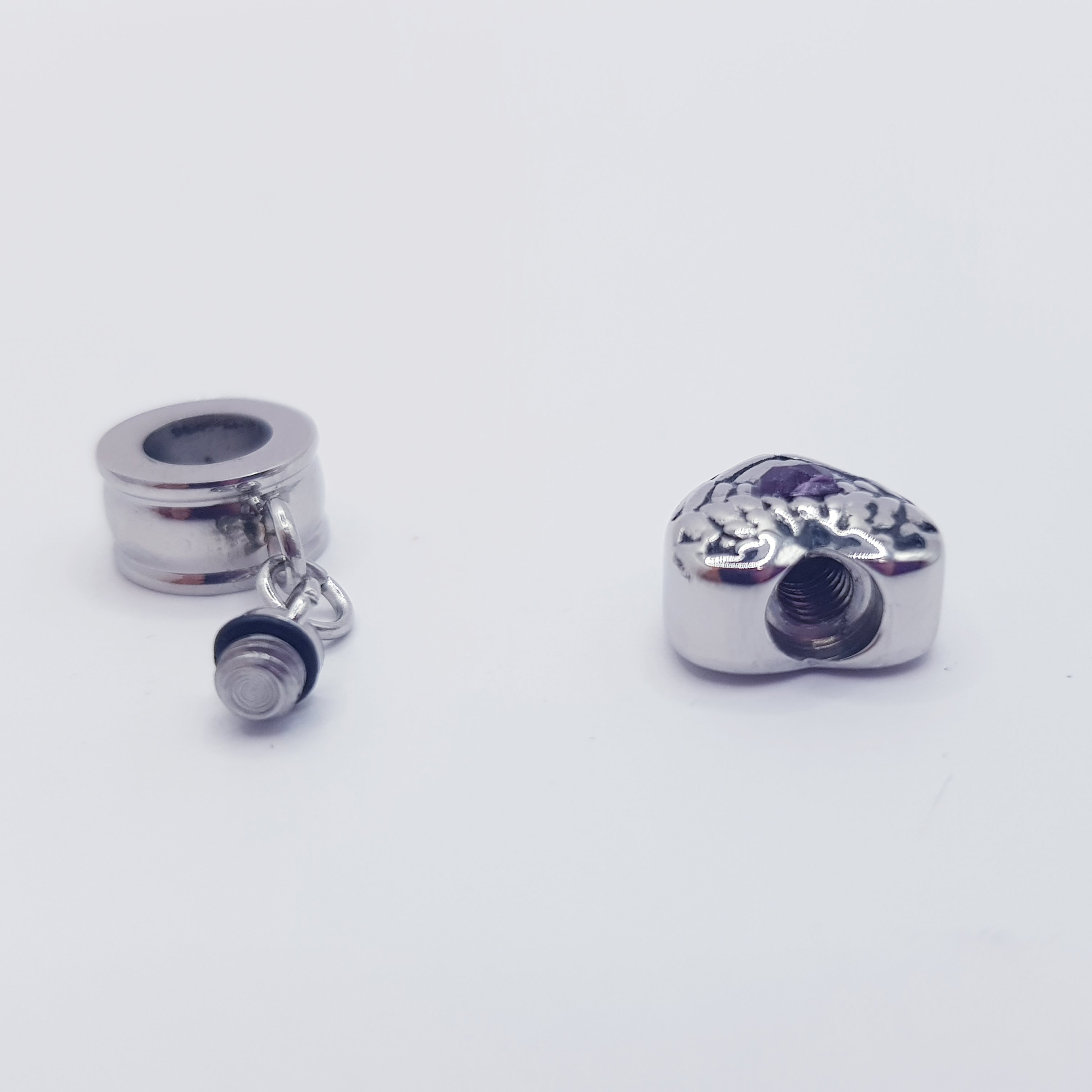 Ascheschmuck Charm lila Herz