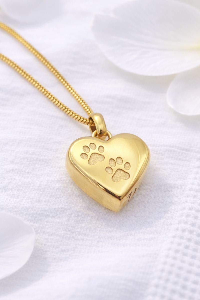 Asche Anhänger Hund, Ascheschmuck Pfoten, Schmuckurne Herz