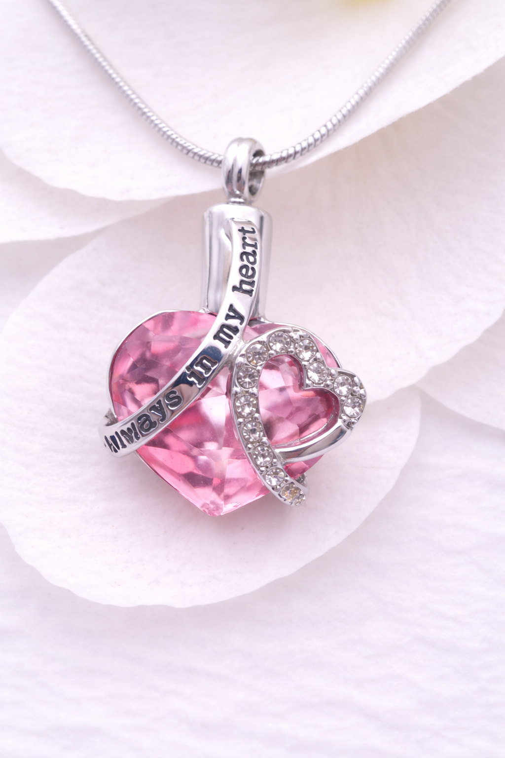 Ascheschmuck Herz Rosa, Asche Anhänger Herz, Schmuckurne, Gedenkschmuck