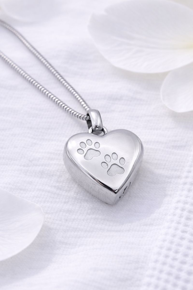 Ascheschmuck Herz Hund, Asche Anhänger Pfoten, Schmuckurne Herz