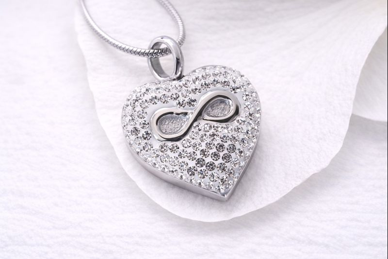 Ascheschmuck Herz silber Unendlichkeit, Schmuckurne, Asche Anhänger Herz, Urnen Anhänger