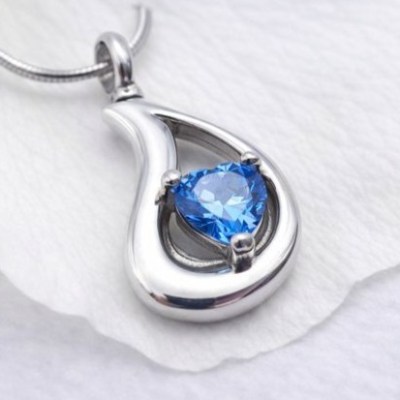 Schmuckurne Sterling Silber, Ascheschmuck Tropfen, Asche Anhänger, Erinnerungsschmuck Kristall