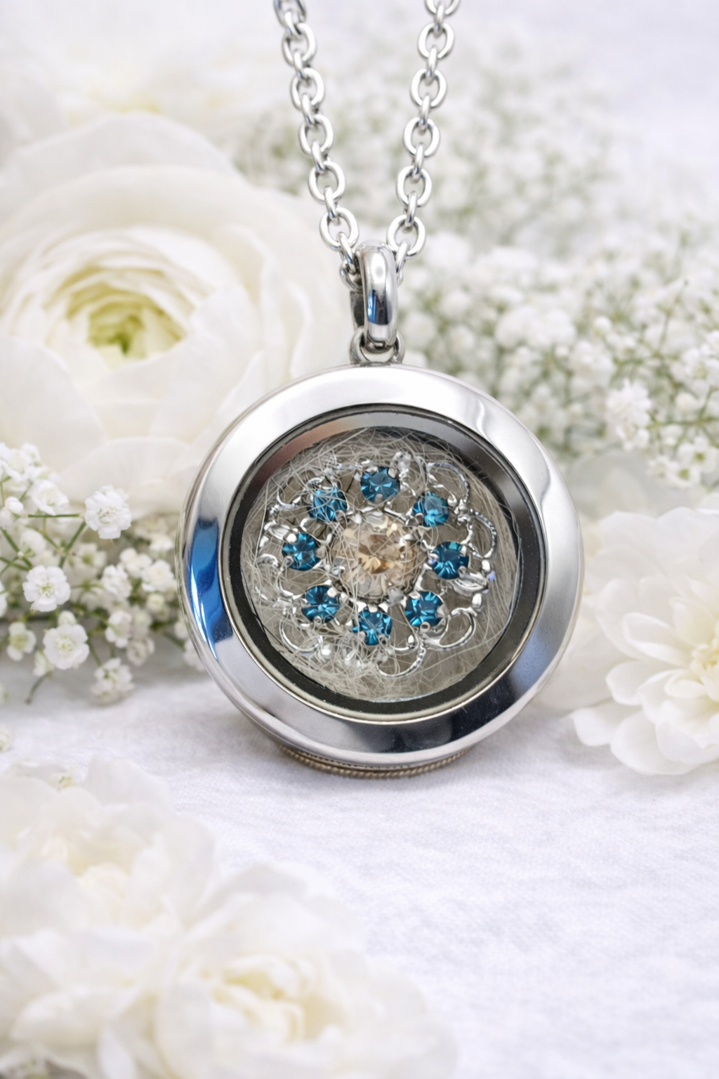 Schmuck zum Befüllen mit Haaren, Glasmedaillon, Tierhaar Schmuck