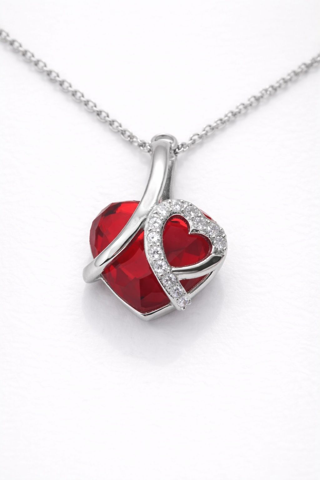 Ascheschmuck Herz Kristall Rot, Asche Anhänger Herz, Gedenkschmuck