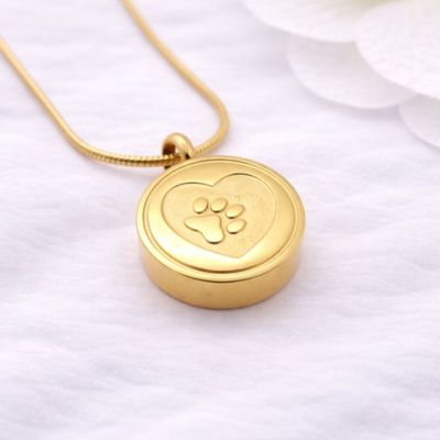 Ascheschmuck Hund Gold, Asche Anhänger Pfote, Erinnerungsschmuck Hund