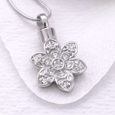 Ascheschmuck Blume, Schmuckurne Kristall Blume, Asche Anhänger