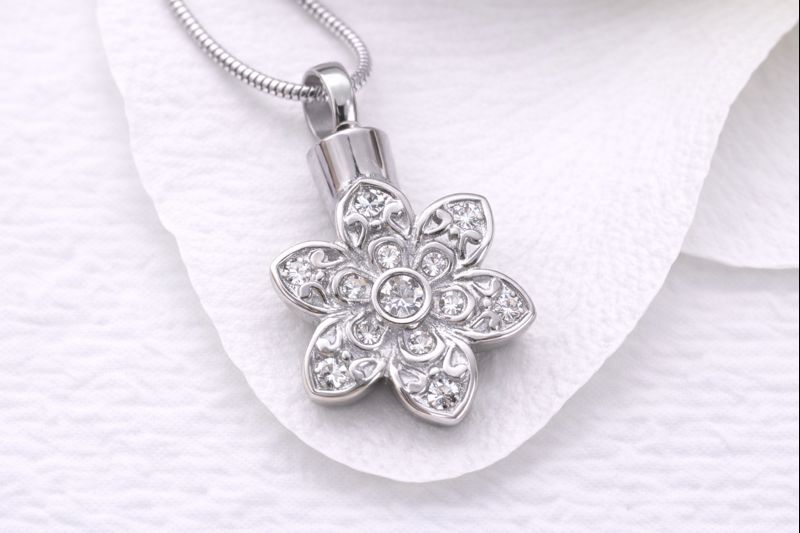 Ascheschmuck Blume, Schmuckurne Kristall Blume, Asche Anhänger