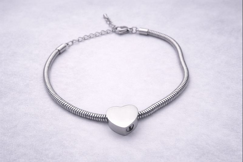 Asche Armband Herz, Ascheschmuck, Schmuckurne, Urnen Anhänger
