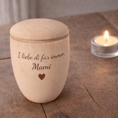 kleine Urne mit Gravur, Mini Urne Gravur Service, Gedenkurne mit Text, Holz Urne klein