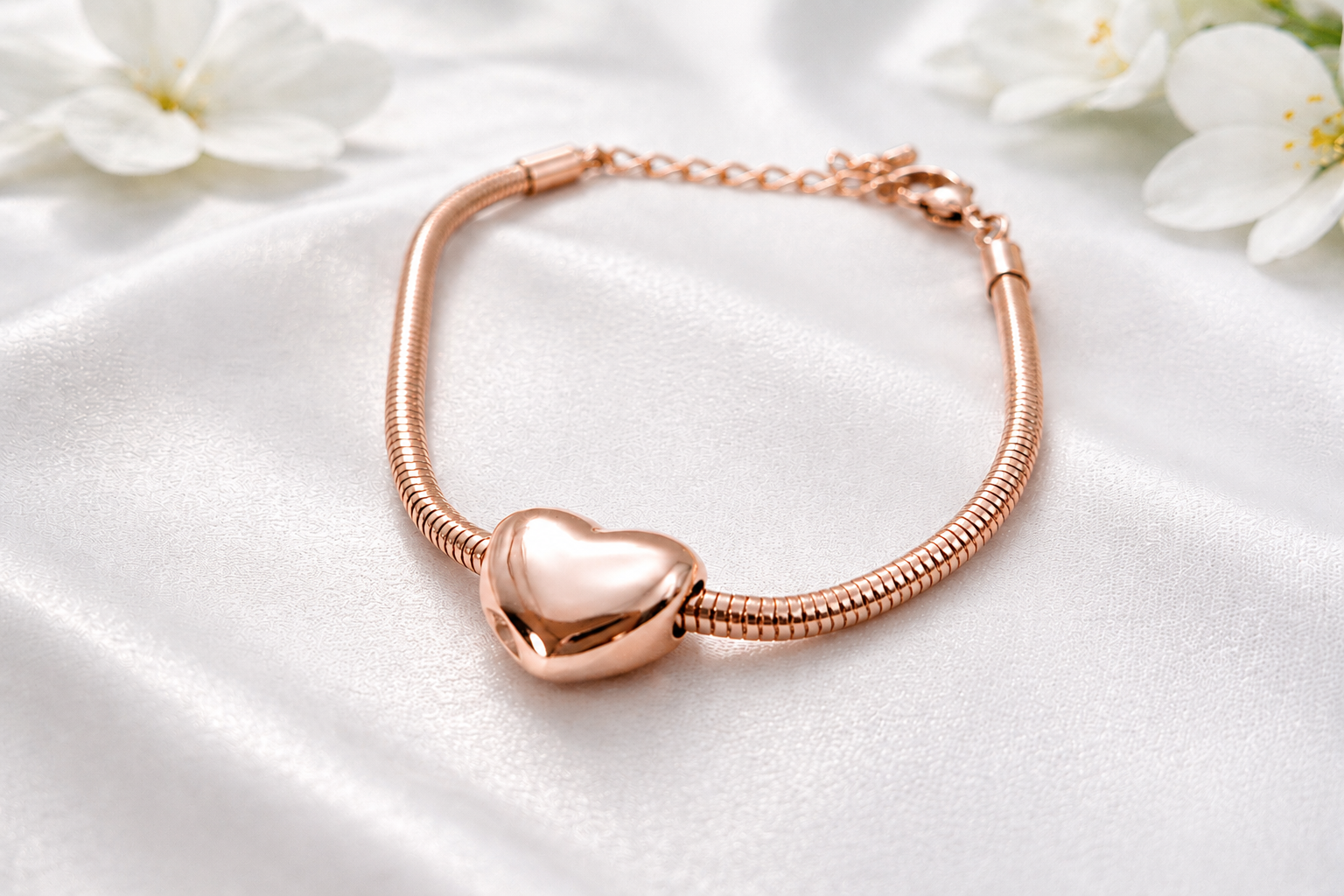 Ascheschmuck Armband Herz Rosegold, Erinnerungsschmuck Armband