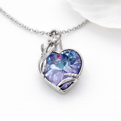 Asche Anhänger Herz mit Kristall, Ascheschmuck Herz, Gedenkschmuck, Erinnerungsschmuck