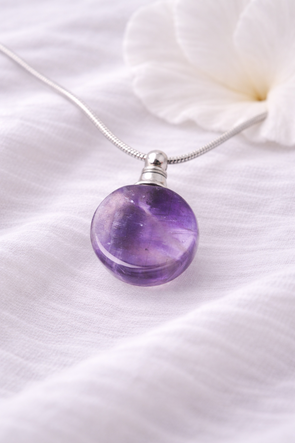 Asche Anhänger violett, Ascheschmuck Amethyst, Gedenkschmuck Edelstein