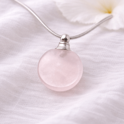 Asche Anhänger Rosenquarz, Ascheschmuck Rosa, Gedenkschmuck Edelstein