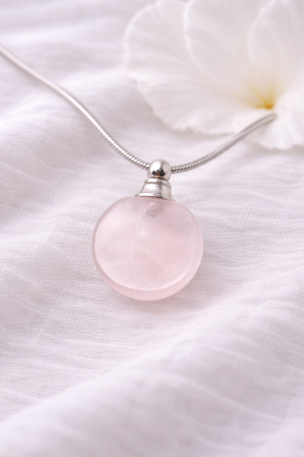 Asche Anhänger Rosenquarz, Ascheschmuck Rosa, Gedenkschmuck Edelstein