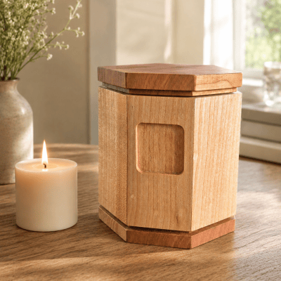 Holz Urne Kirschbaum, Urne mit Foto, Holzurne, Tierurne, Urne Mensch