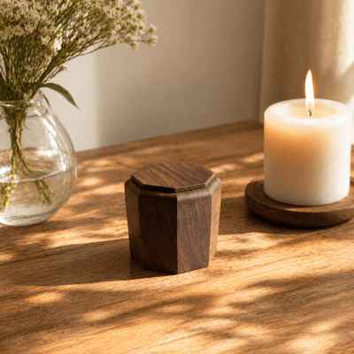 Gedenk Urne Holz, Mini Urne, kleine Urne für zu Hause