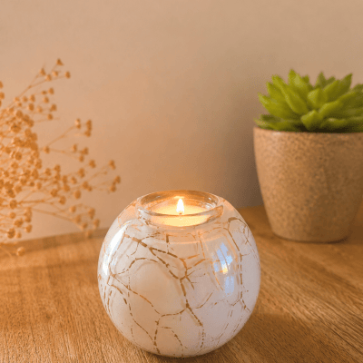 Urne mit Kerze, Gedenkurne Glas, Kleine Urne mit Teelicht
