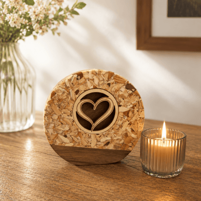 kleine Urne Herz, Natururne, Bio Urne, biologisch abbaubare Urne