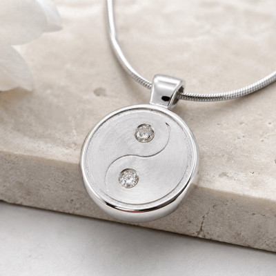 Ascheschmuck Ying Yang, Asche Anhänger 2 Aschen, Erinnerungsschmuck