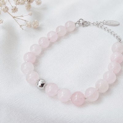 Ascheschmuck Armband Edelstein, Erinnerungsschmuck mit Asche, Gedenkschmuck Rosenquarz